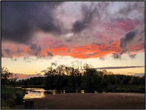 Break up of storm clouds as we await the arrival of cranes. 