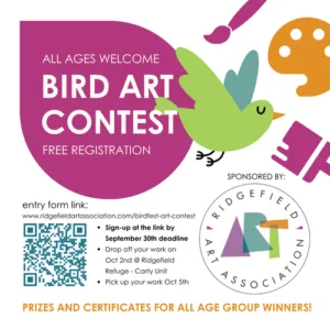 We invite submissions of bird-themed artwork, particularly featuring species found within the Ridgefield National Wildlife Refuge. Please read the rules and details below. Submission deadline: September 31st